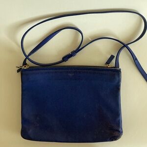CELINE LARGE TRIO BAG PHOEBE PHILO BLUE LEATHER AS IS